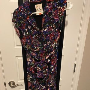 Anthropologie black floral dress with buttons